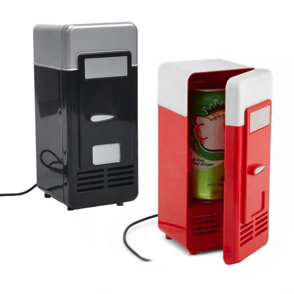 Mini USB Fridge Portable Cooler Beverage Drink Cans Cooler / Warmer Refrigerator for Car Laptop PC Computer Black Red Color 2024