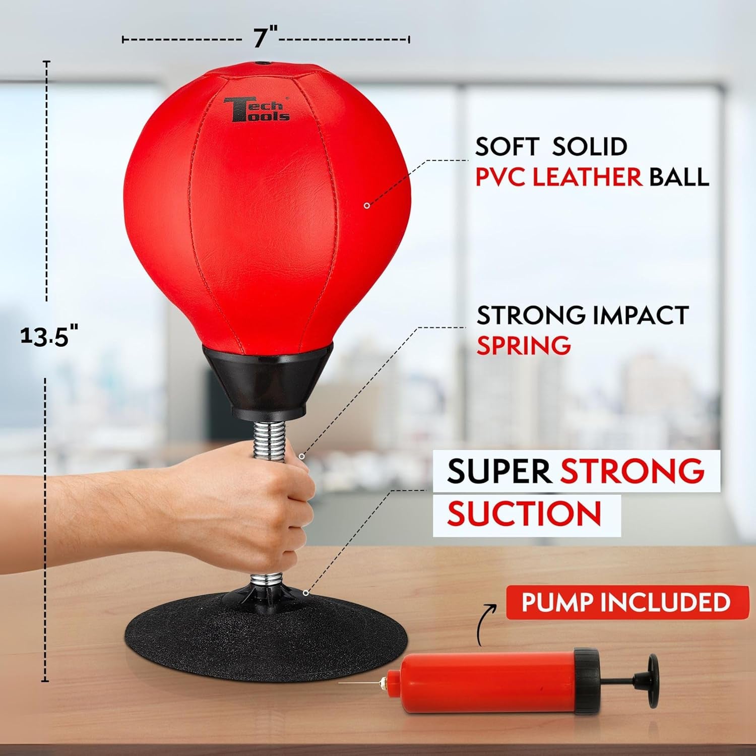 Desktop Punching Bag - Suctions to Your Desk, Heavy Duty Stress Relief Boxing Bag, Cool Stuff for Office, White Elephant Gifts for Boss or Coworker